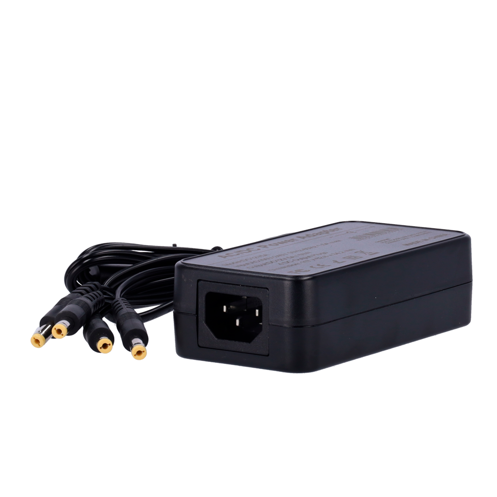 Switching strømforsyning - Output DC 12 V 5 A - 4 udgange - Stabiliseret - 105 (D) x 33 (H) x 45 (W) mm - 320 g