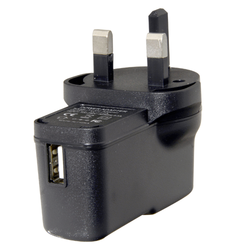 Strømforsyning - USB - Reducerede dimensioner - Indgang 100-240V 50/60HZ 0.3A - Udgang 5V/2A - 69(H) x 49(W) x 64(D)mm