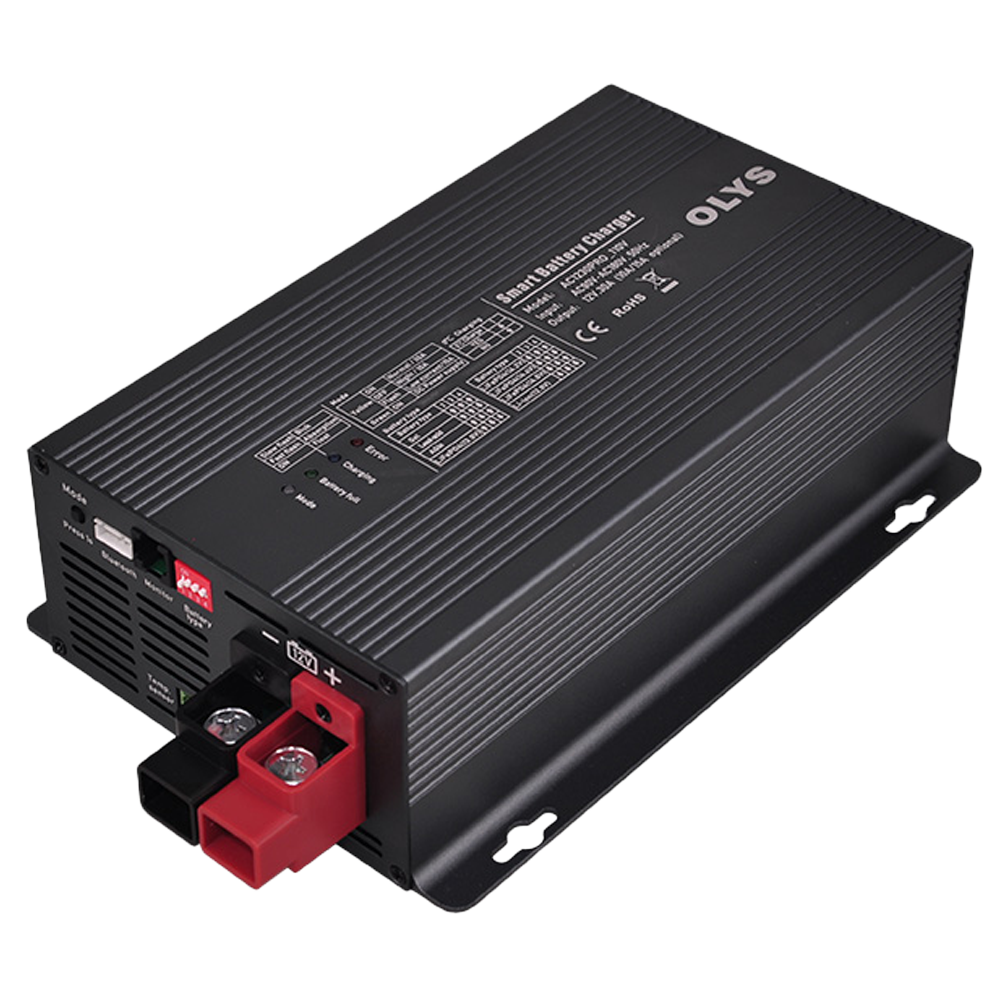 Intelligent batterilader - AC indgang - 4 arbejdsmodi - Justerbar strøm - Kompatibel med mange batterityper - Valgfri BT kommunikation (App)