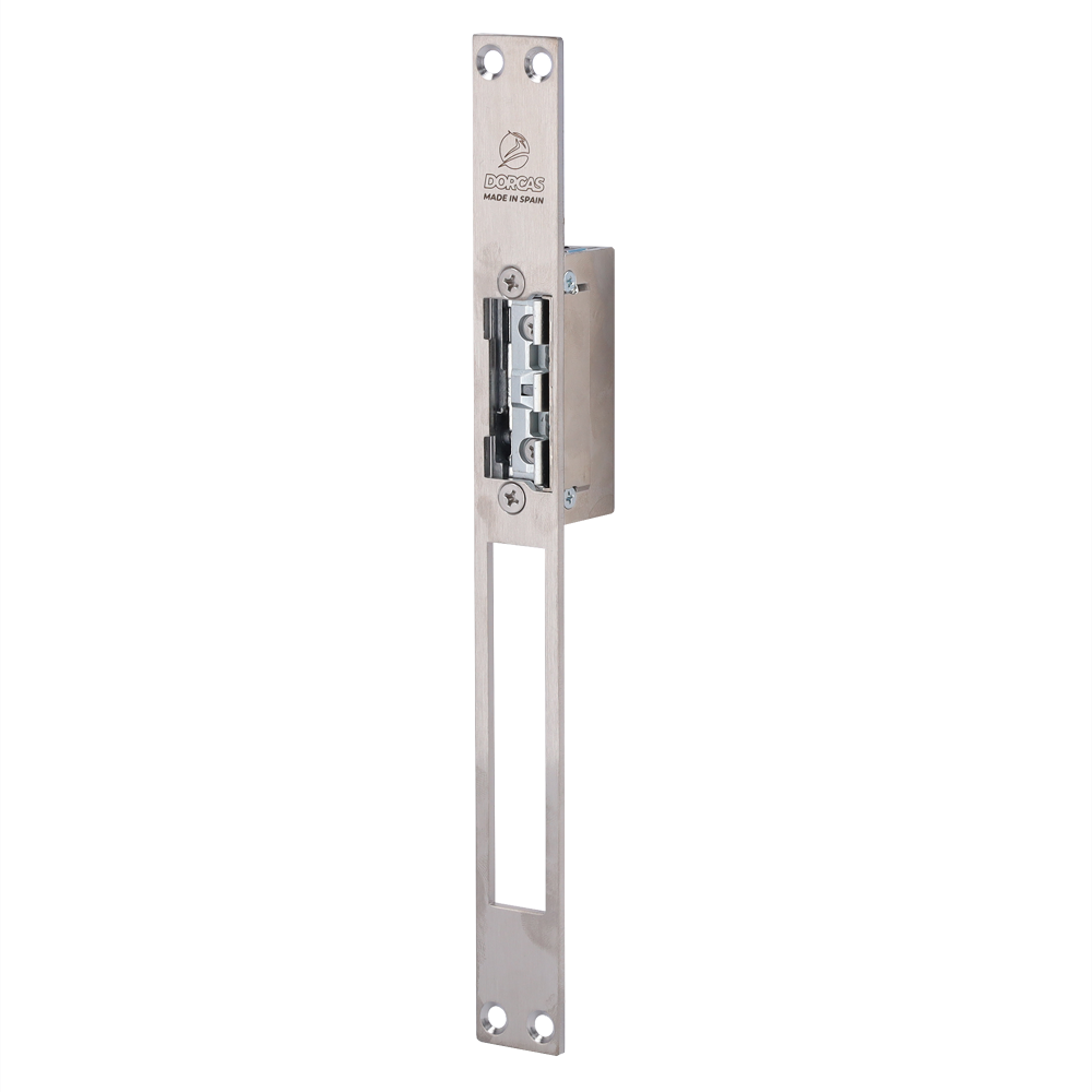 Dorcas elektriske døråbnere - Til enkeltdør: Justerbar radial bolt - Fail Secure (NO) åbningsmodus - Holdekraft 330 kg - AC/DC strømforsyning 10-24V | Memory - Socket: Installation uden udskæring