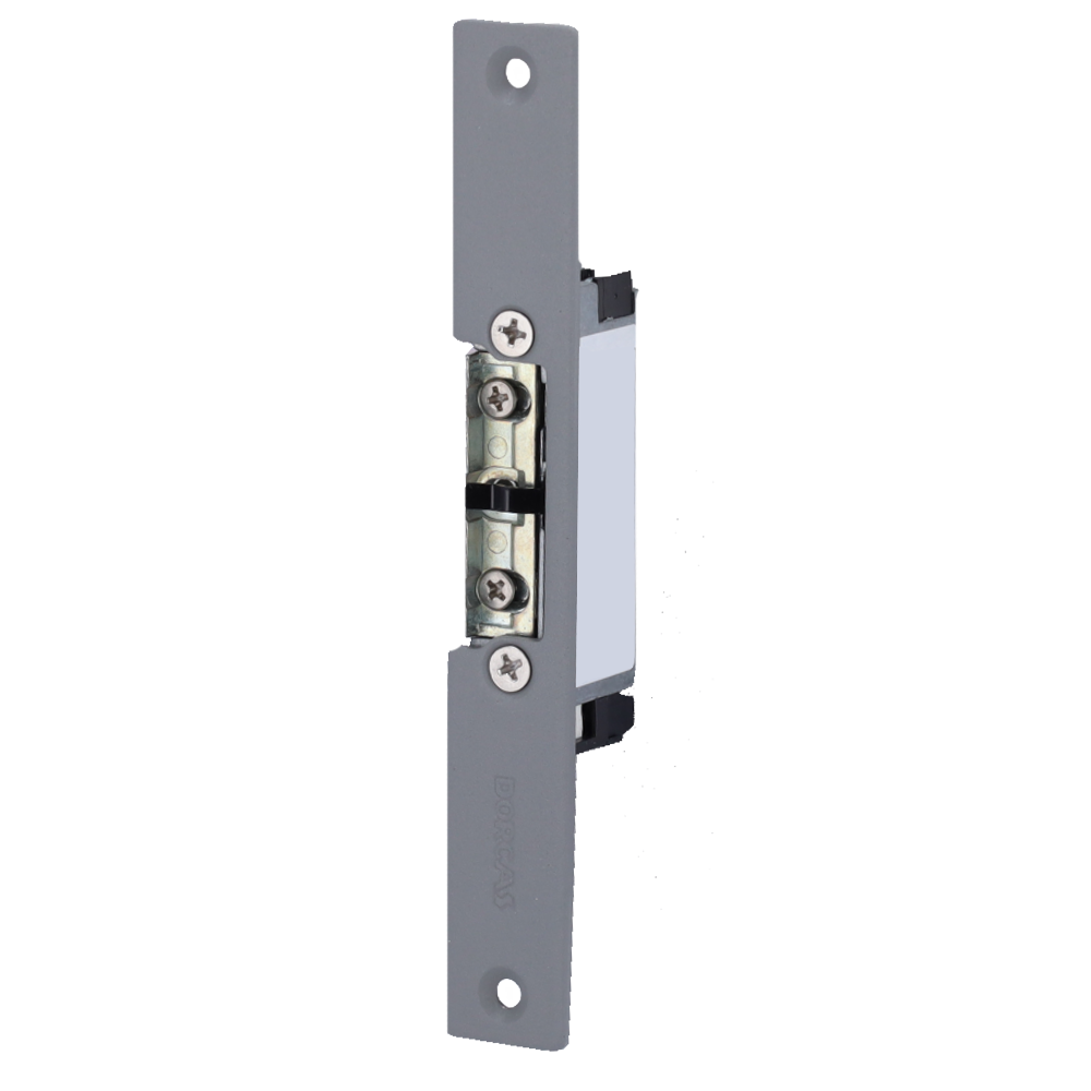 Dorcas elektriske døråbnere - Til enkeltdør: Justerbar radial bolt - Fail Safe (NC) åbningsmodus | Dørsignal - Holdekraft 330 kg - Strømforsyning DC 12V
