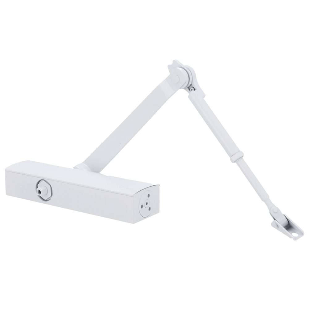 Leddelt arm dørlukker - Overflade og vendbar installation - Åbning med reduceret kraft - Døre mellem 25~100 kg og 850~1250 mm - Justerbar hastighed | Præcis kraftjustering - Til alle døre