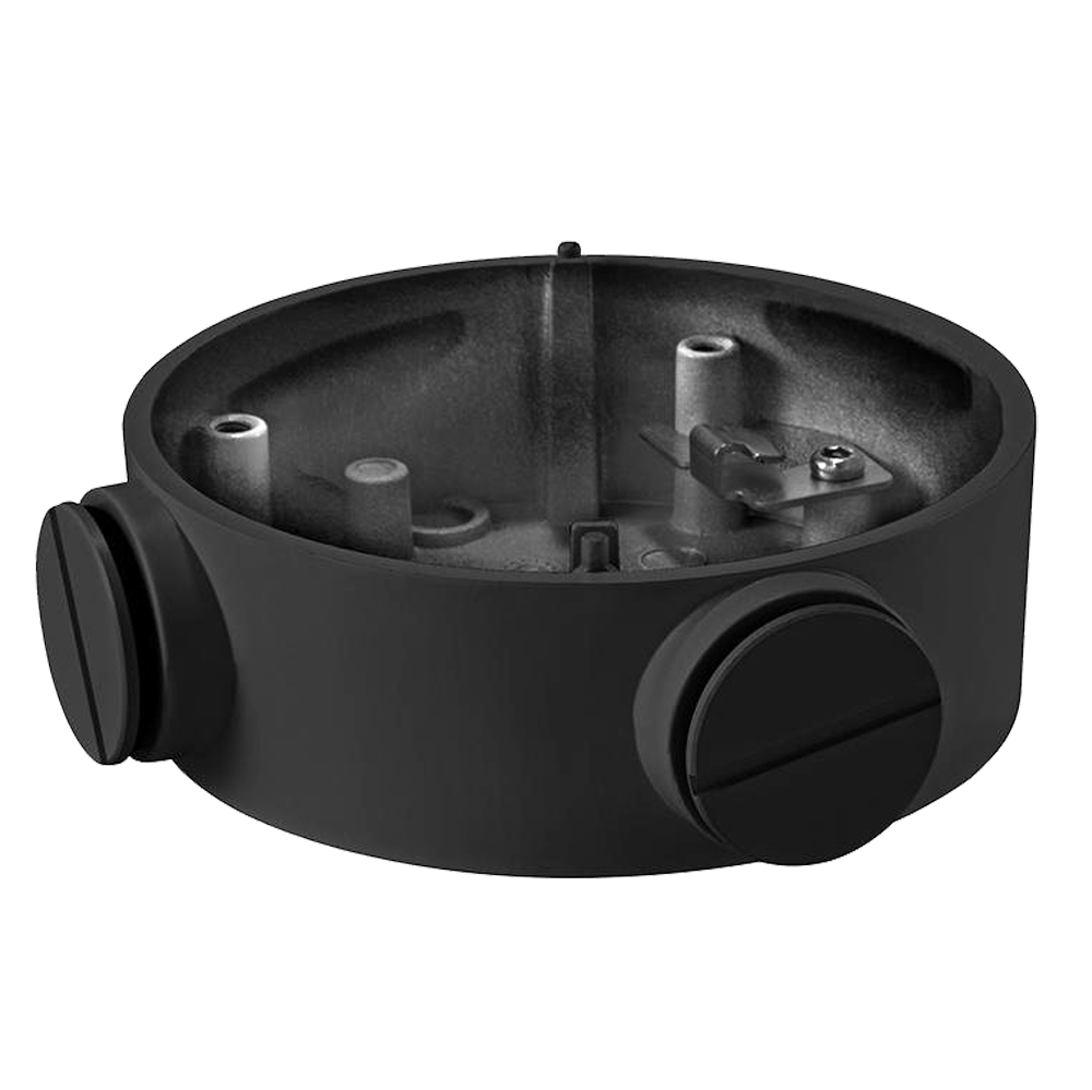 Junction box - Til bullet kameraer - Egnet til udendørs brug - Væg eller loft montering - Sort farve 36 (H) x 105 (Ø) mm - Kabelgennemføring