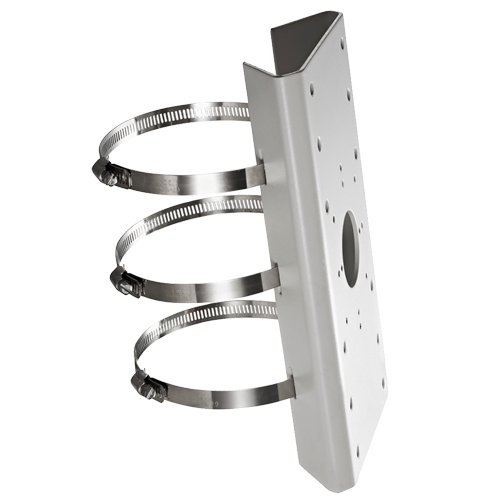 Stolpemontering - Til bullet-kameraer - Diameter område 67~127 mm - Egnet til udendørs brug - Hvid farve 250 (H) x 127 (B) x 56 (H) x [%VAR%] (D) mm - Kabelgennemføring
