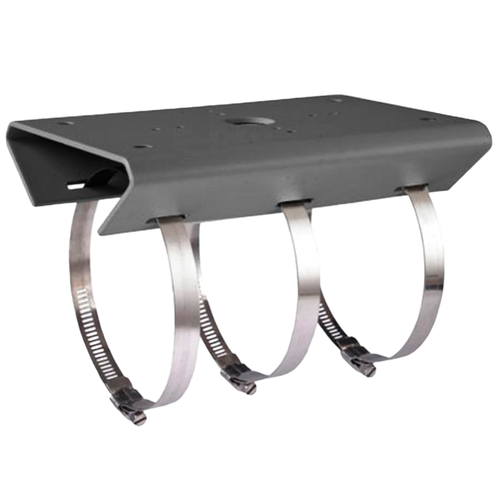 Beslag til radarer/supplerende lys/enheder - Diameter område 67~127 mm - Egnet til udendørs brug - Galvaniseret stål med overfladebehandling - Sort farve - Til bullet-kameraer