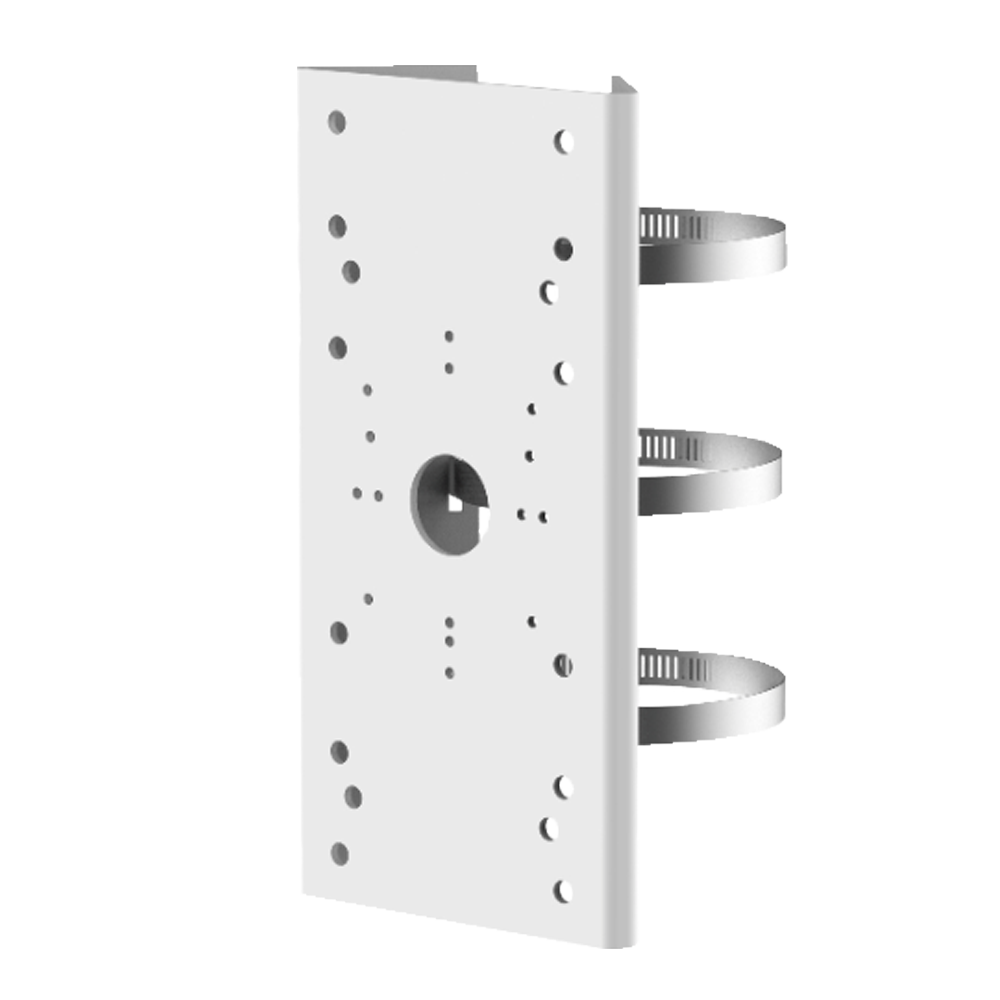 Stolpemontering - Til bullet-kameraer - Diameter område 67~127 mm - Egnet til udendørs brug - Rustfrit stål med anti-korrosionsbehandling - Hvid farve 250 (H) x 127 (B) x 46 (H) x [%VAR%] (D) mm