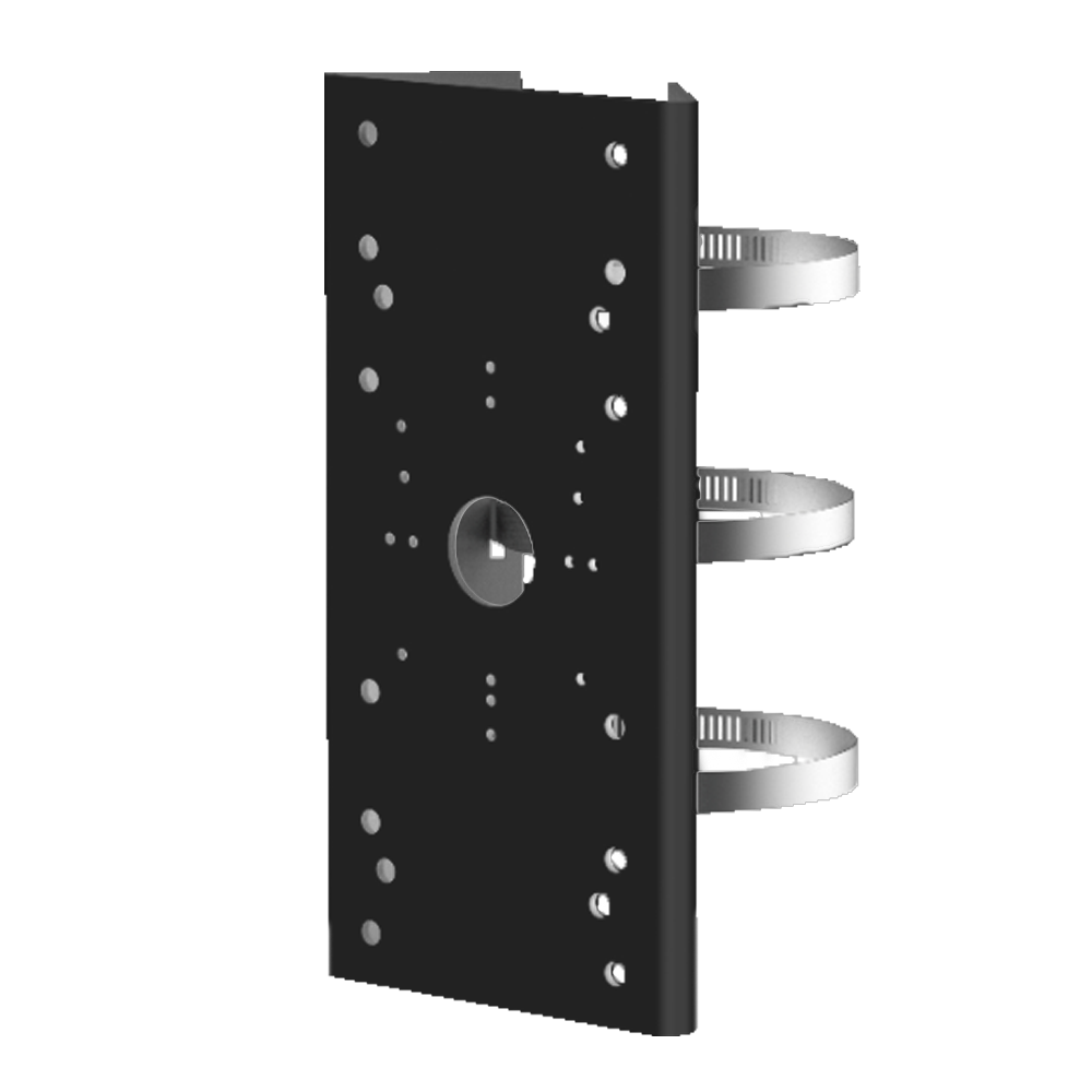 Stolpemontering - Til bullet-kameraer - Diameter område 67~127 mm - Egnet til udendørs brug - Rustfrit stål med anti-korrosionsbehandling - Sort farve 250 (H) x 127 (B) x 56 (H) x [%VAR%] (D) mm