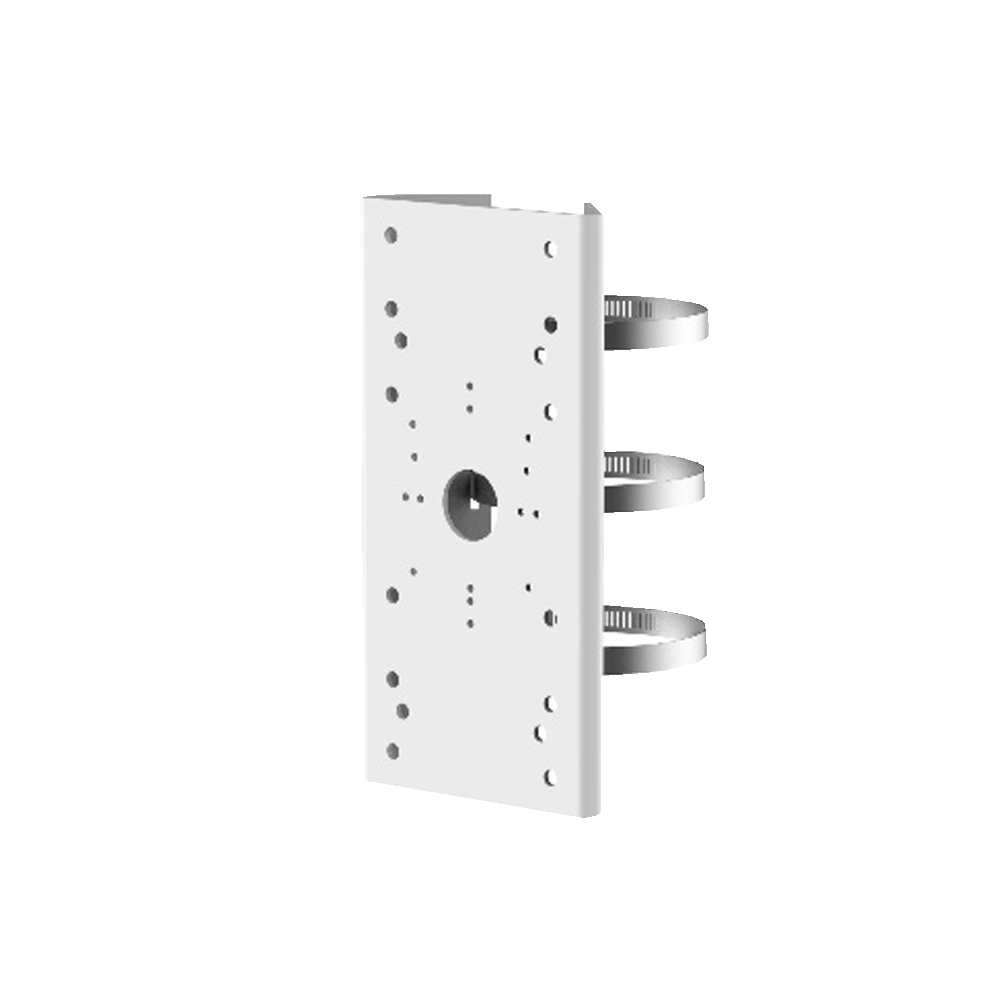 Stolpemontering - Til bullet-kameraer - Diameter område 67~127 mm - Rustfrit stål med anti-korrosionsbehandling - Egnet til udendørs brug - Hvid farve 250 (H) x 127 (B) x 46 (H) x [%VAR%] (D) mm