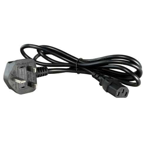 Kabel til stik - Connector QT3 - Kompatibel med UK 3-bens stik - Beskyttelses sikring - 250VAC / 13A MAX - 140cm lang