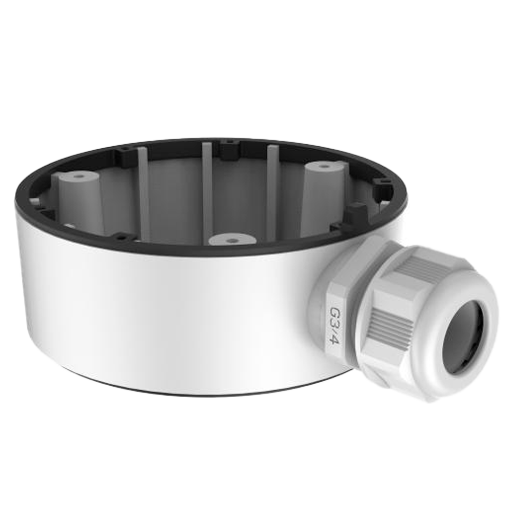 Hikvision fordelingsboks - Til dome kameraer - Egnet til udendørs brug - Farve hvid - Væg eller loft installation - Φ 110×144,3×48 (H) mm - Kabelgennemføring
