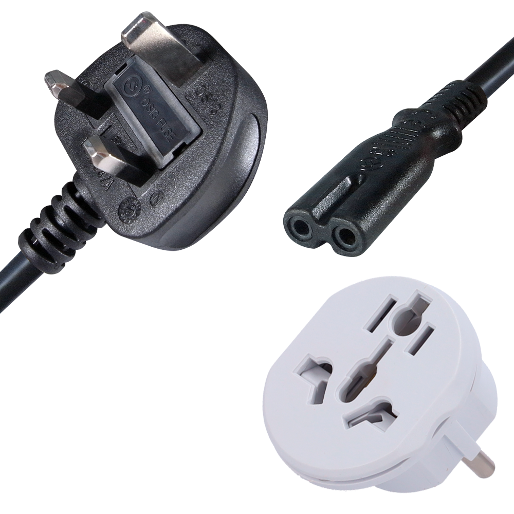 Kabel til stik - Connector QT2 - Kompatibel med UK 3-bens stik - Beskyttelses sikring - 250VAC / 13A MAX - 140cm lang