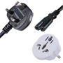 Kabel til stik - Connector QT2 - Kompatibel med UK 3-bens stik - Beskyttelses sikring - 250VAC / 13A MAX - 140cm lang