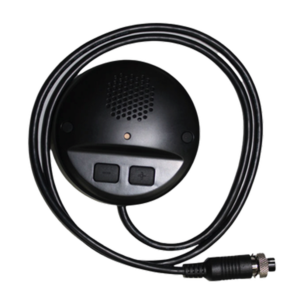 Hikvision - Intercom med integreret mikrofon og højttaler - Til Hikvision mobile DVR'er - Tovejs full duplex lyd - Knap til lydstyrkeregulering, 5 niveauer - Kabellængde 6000 mm