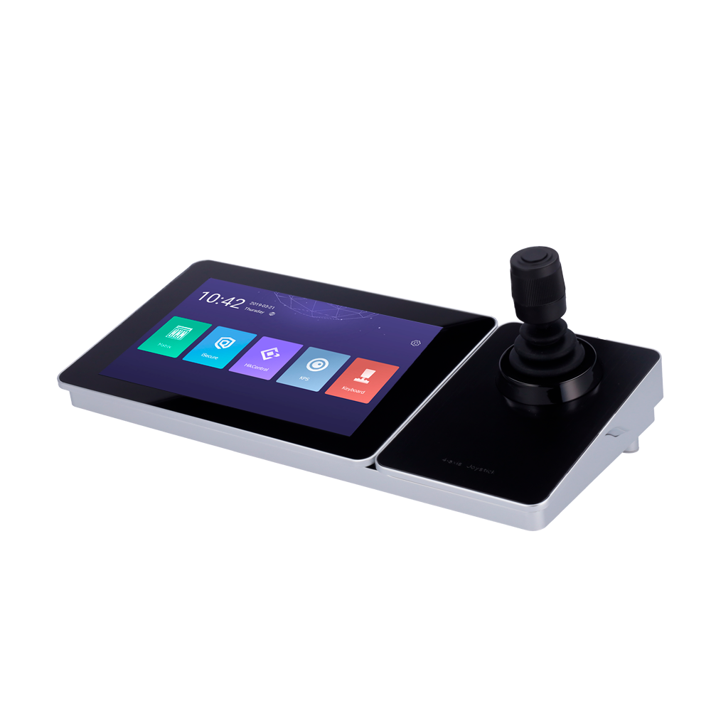 Hikvision IP Keyboard - Dobbelt interface: direkte eller netværk - 10,1" TFT LCD skærm - IP netværk med RJ45 stik - 4-akset joystick - Gem billeder lokalt via USB