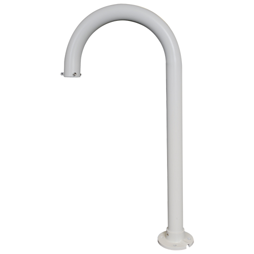 Svanehals beslag til motoriserede domes - Egnet til udendørs brug - Gulvmontering - Hvid farve - Kabelgennemføring - 841 mm (H) x 130 (B) mm x 455 (D) mm