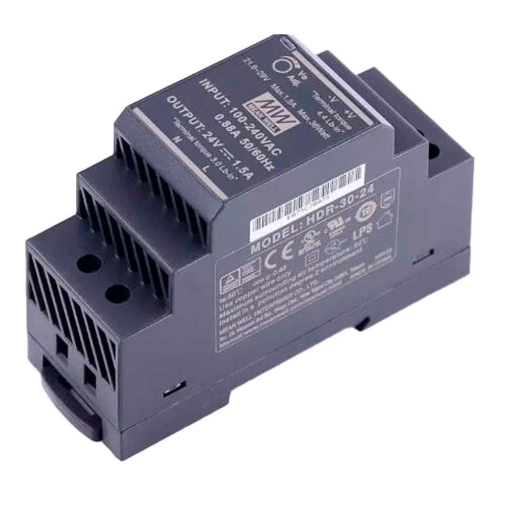 Strømforsyning - DC output 24 V / 1.5 A / 36 W - 1 output - 54.5 (W) x 90 (H) x 35 (D) mm - DIN-skinne montering - Video intercom specifik