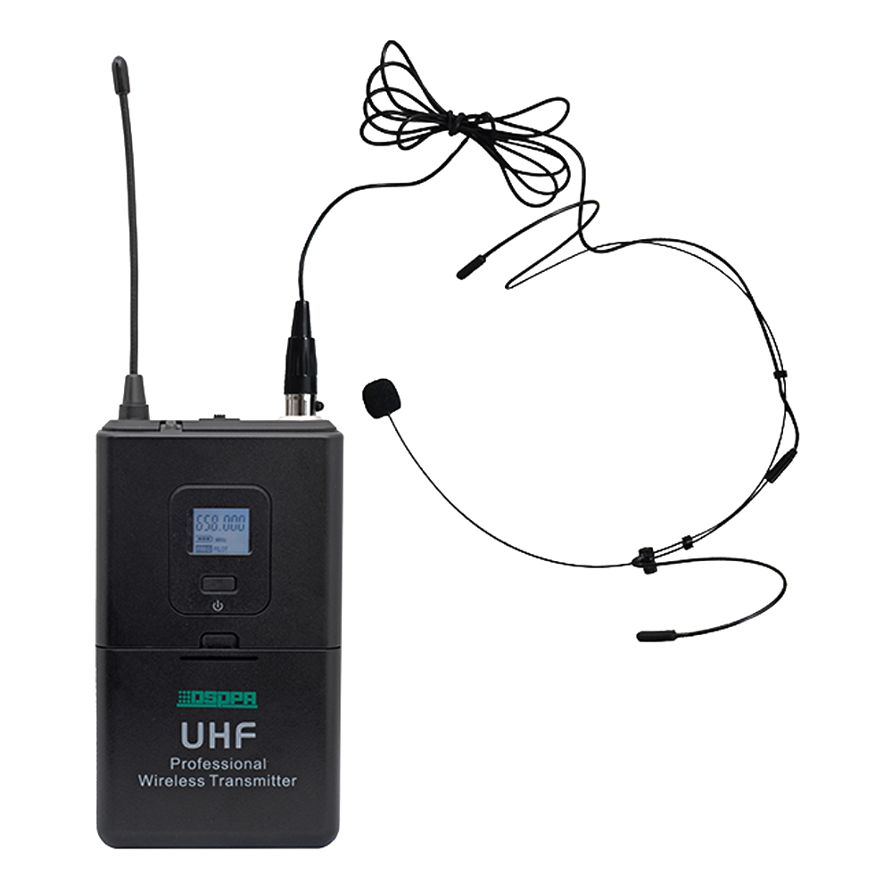 Headset mikrofon - UHF - Volumenkontrol - Op til 8t driftstid - Kompatibel med modtager DSPPA-D5815