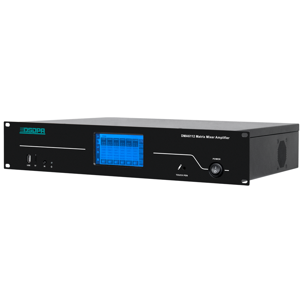 Digital matrix mixer - Forstærker 100V - USB Player / FM Radio / Bluetooth - Nominel effekt 6 x 120W - Op til 6 zoner - Understøtter fjernbetjening
