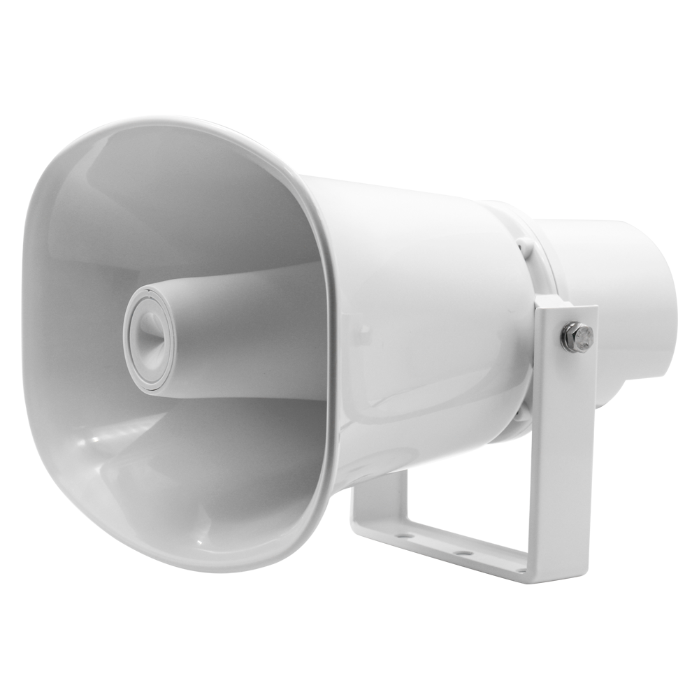 Aktiv lydhorn - Egnet til udendørs - Strømforsyning 16V/2.5A - Beslag inkluderet - Følsomhed 105dB - SPL max. 117dB
