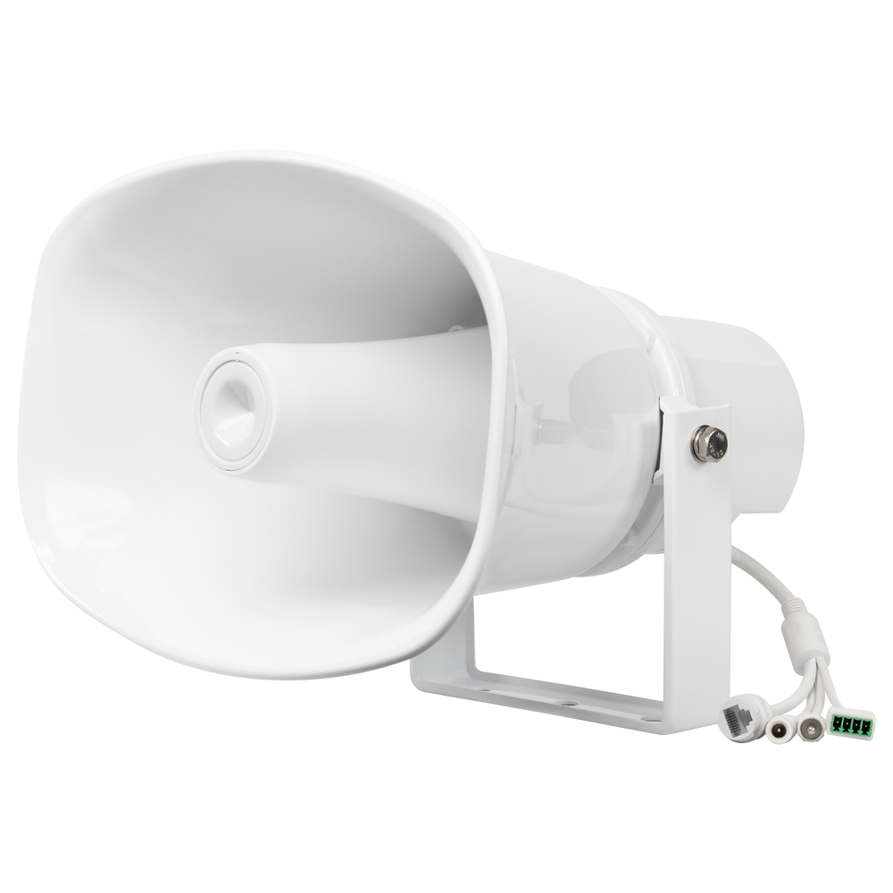 IP Audio Horn - ONVIF protokol - MP3 og WAV formater - PoE+ eller DC - ABS plastik