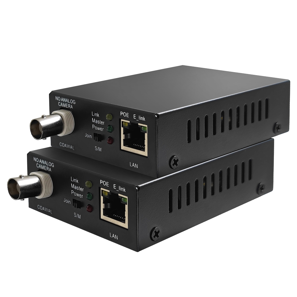IP forlænger koaksialkabel | PoE - Passiv - Sender og modtager - Tillader transmission af 1 IP kanal - Maksimal afstand 500 - Båndbredde op til 100 Mbps