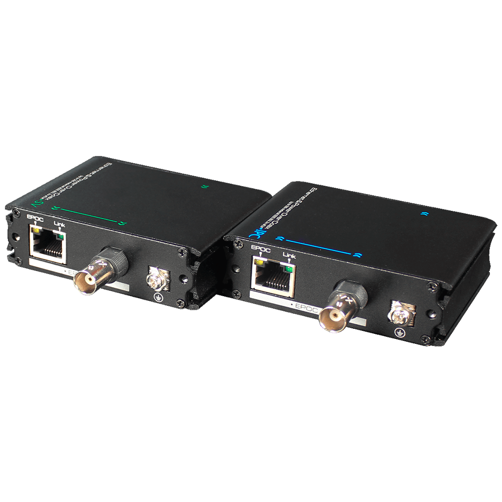 IP extender coaxial kabel | PoE - Passiv - Transmitter og receiver - Tillader transmission af 1 IP kanal - Maksimal afstand 500 m - Båndbredde op til 100 Mbps