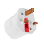 Adapter - Type F stik (EU) til Type G stik (UK) - 250V AC spænding - Maksimal effekt 3250 W - 13 A maksimal udgangsspænding - Hvid farve