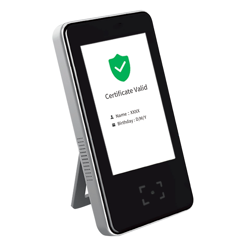 Green Pass QR Læser - COVID EU Pas - Ethernet og WiFi forbindelse | Flersproget - Verificer alle typer Covid certifikater - Autentificering med EU servere - Plug&Play: Væg eller overflade installation - Relæudgang til døre eller alarm
