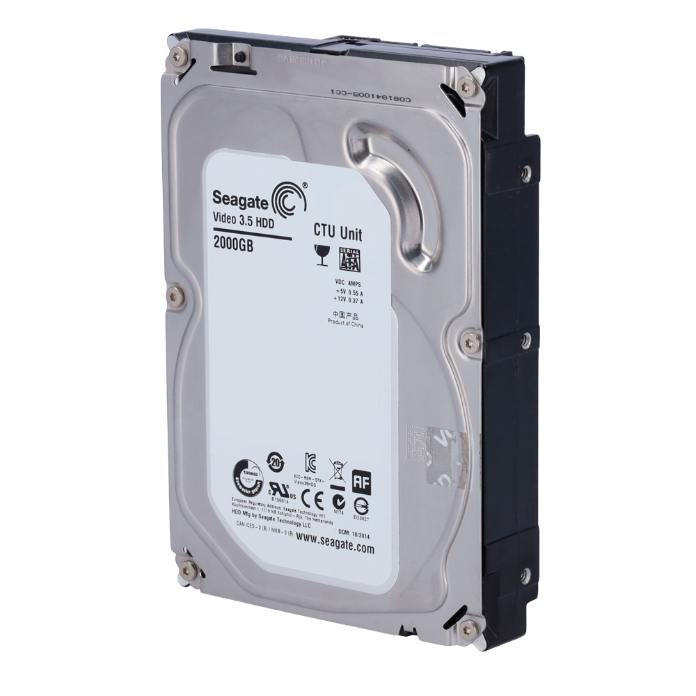 Seagate harddisk model ST2000VM003 - Kapacitet 2 TB - SATA-grænseflade 6 GB/s - Specielt til videoinspilere - Løs eller monteret i DVR - Renoveret, i perfekt driftstilstand