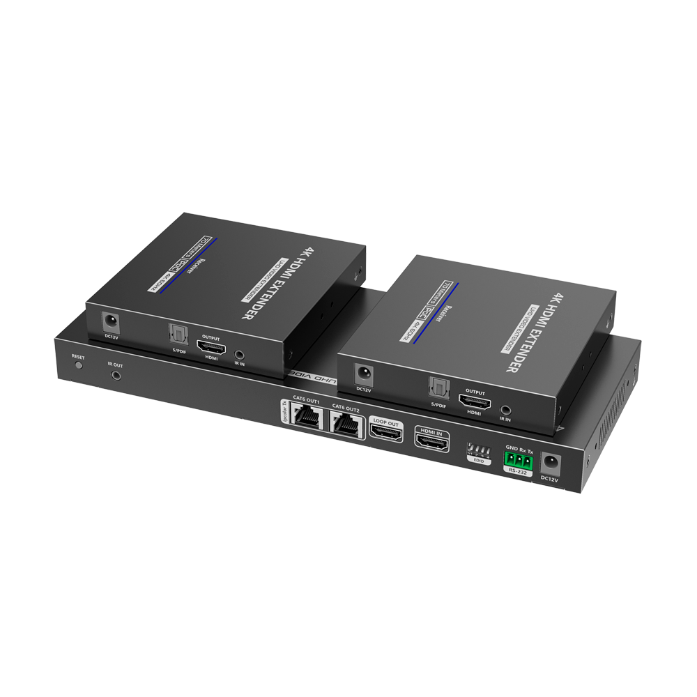 HDMI Signal Splitter Extender - Rækkevidde 70m - Opløsning 4K - Tillader 1:2 forbindelser - HDMI Loop out - POC - Kabel strømforsyning