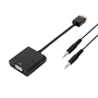 HDMI Converter - VGA + audio - HDMI han input - Inkluderer 3,5mm han-han 1 meter jackledning - SVGA output (D-Sub 15) + jack 3,5mm hun - Understøtter output signal 1080p - HDCP support 1.2