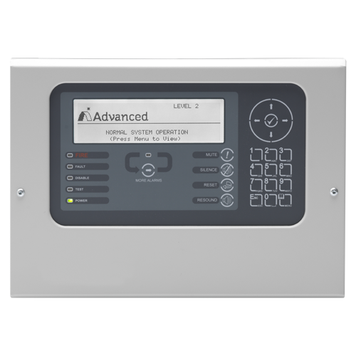 Advanced fjernbetjeningspanel - Gør det muligt at styre hele netværket - Komplet kontroltastatur - Tilslutning til centraler via netværkskort (ADV-MXP-503) - Tilpasselig LCD-logo