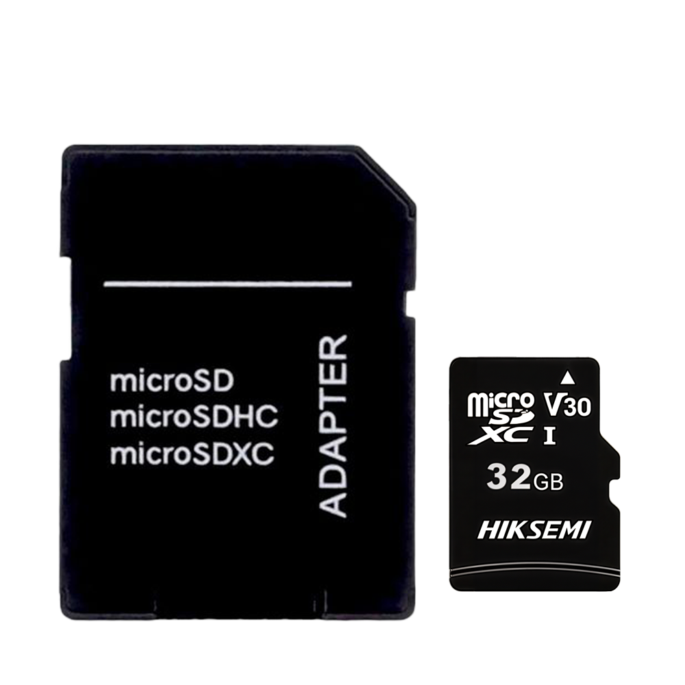 MicroSD kort med Hikvision adapter - Kapacitet 32 GB - Class 10 | Hastighed R/W: 92/15 MB/s - E/P Cyklusser: op til 200 - Hjemmekameraer, Smartphones, Tablets