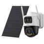 AOV Dual kit kamera kit 5MP+5MP - 4G / WiFi/ 10000 mAh / Solar panel 8W - 3.6mm / Autotracking / IR + Full-color - To-vejs audio / Sirene + Blå-rød Flash - IMOU SENSE humans - Egnet til udendørs