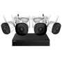 Trådløst Kit 4 Bullet Kameraer 2C 2MP - NVR 4CH / WiFi 2.4 GHz - 2.8mm / IR 30 - Tovejs lyd / Sirene - Menneskedetektion - Egnet til udendørs / IP67