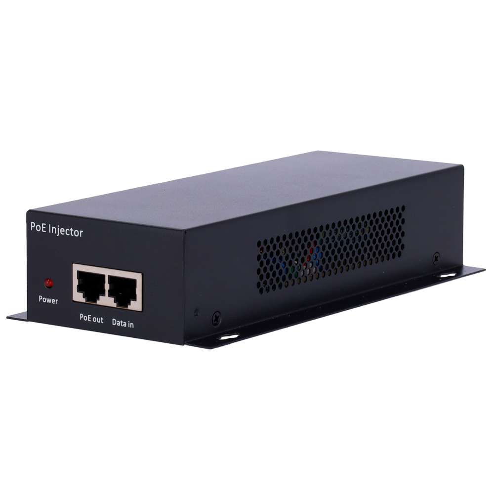 Dobbelt PoE Injector - Input RJ45 10/100/1000/10000 Mbps - Total effekt 60 W - Maksimal afstand 100 m - PoE/PoE+ IEEE802.3af/at - Stabiliseret og beskyttet
