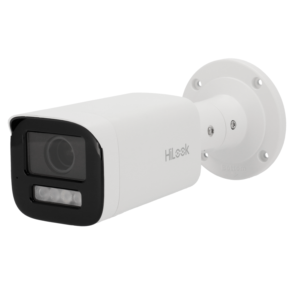 Hilook IP Bullet kamera - Hilook serie | microSD 512 GB - 6 MP | Motoriseret objektiv 2.8~12 mm - IR 50 m | WDR 120 dB | Indbygget mikrofon - PoE | H.265+| IP67 | Hvidt lys - WEB, CMS Software, Smartphone og NVR