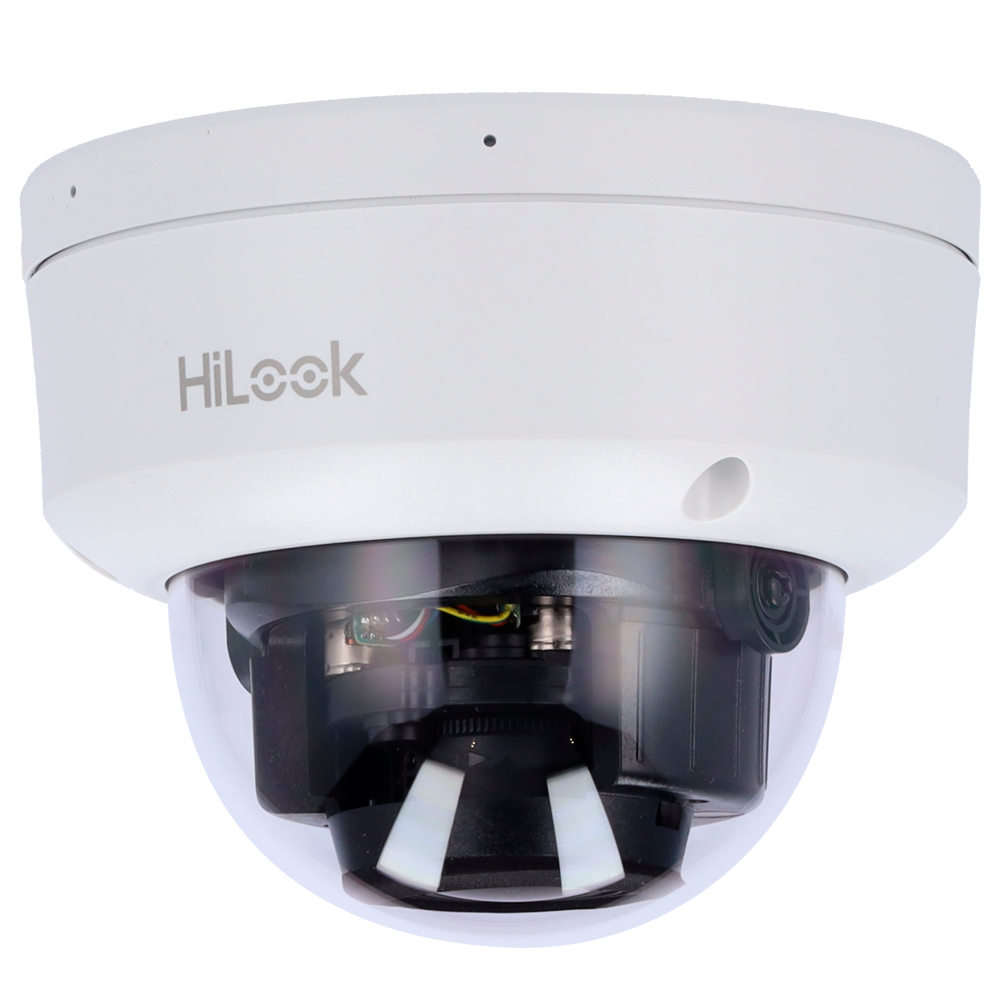 HiLook - IP Dome kamera - Opløsning 6 Megapixel (3200x1800) - Motoriseret varifocal objektiv 2.8~12 mm | Mikrofon - Hybrid lys 30 m | PoE IEEE802.3af | MicroSD - Bevægelse registrering 2.0 | IP67 | IK10