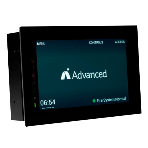 Advanced Touch Screen Repeater - 10" 720p skærm - Farveskærm - Tilslutning til centraler via netværkskort (ADV-MXP-503) - Kan installeres på overflade ADV-TOUCH-10-SBB