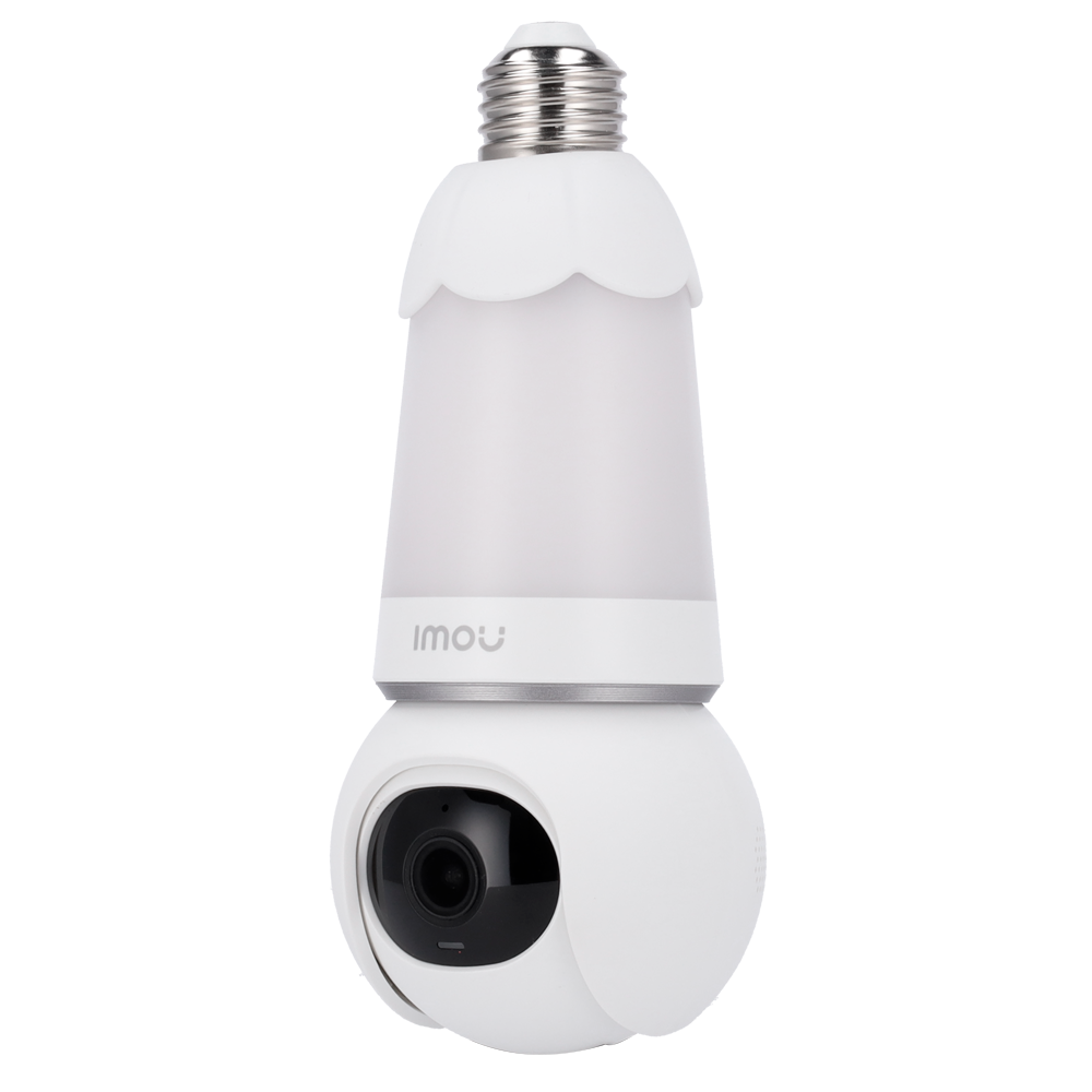 Motoriseret pærekamera Bulb Cam 3MP - WiFi 2.4 GHz / hvidt LED lys E27 - 2.8 mm / Autotracking / IR + Full Color - Tovejs lyd / Sirene - IMOU SENSE mennesker og køretøjer - Egnet til overdækket udendørs brug