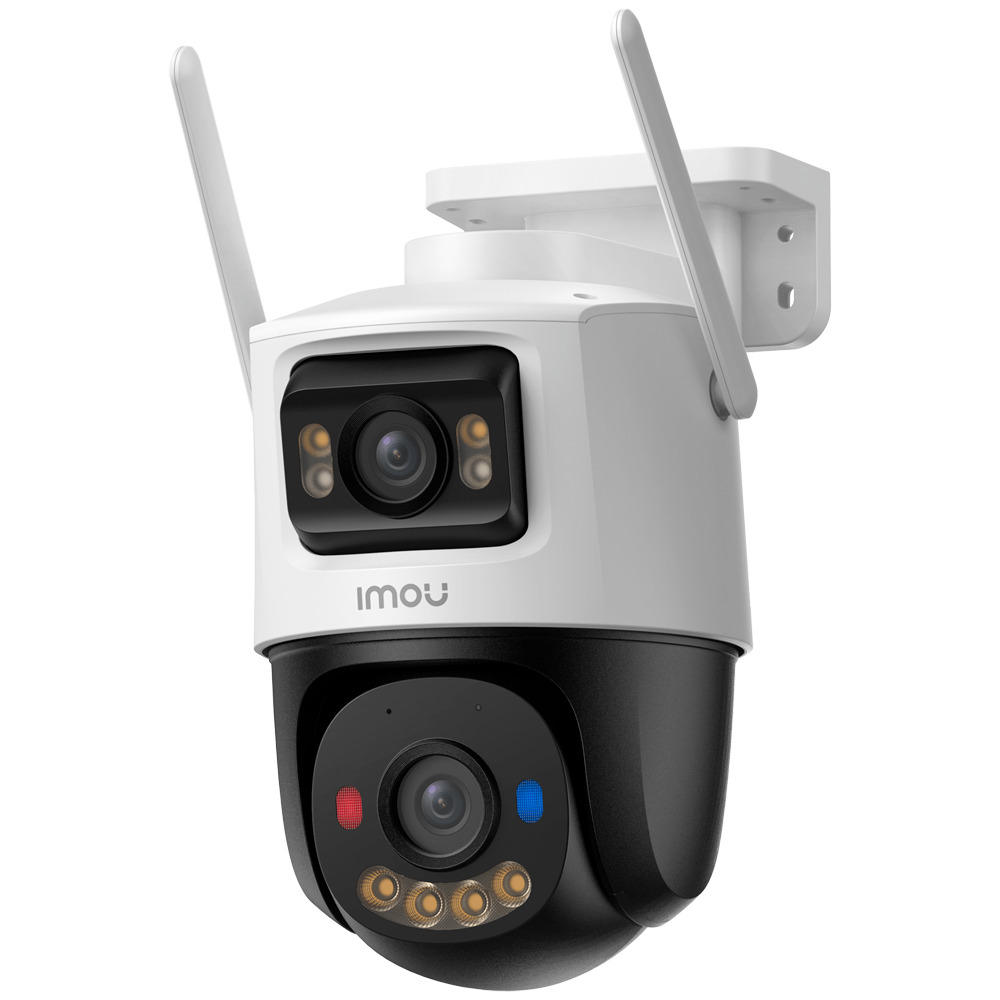 Dual Cruiser Kamera 2 3+3MP - WiFi 6 - DUAL Linse / Autotracking / IR + Full Color - Tovejs audio / Sirene + Blå-rød Flash - Menneske- og køretøjsdetektering - Egnet til udendørs / IP66
