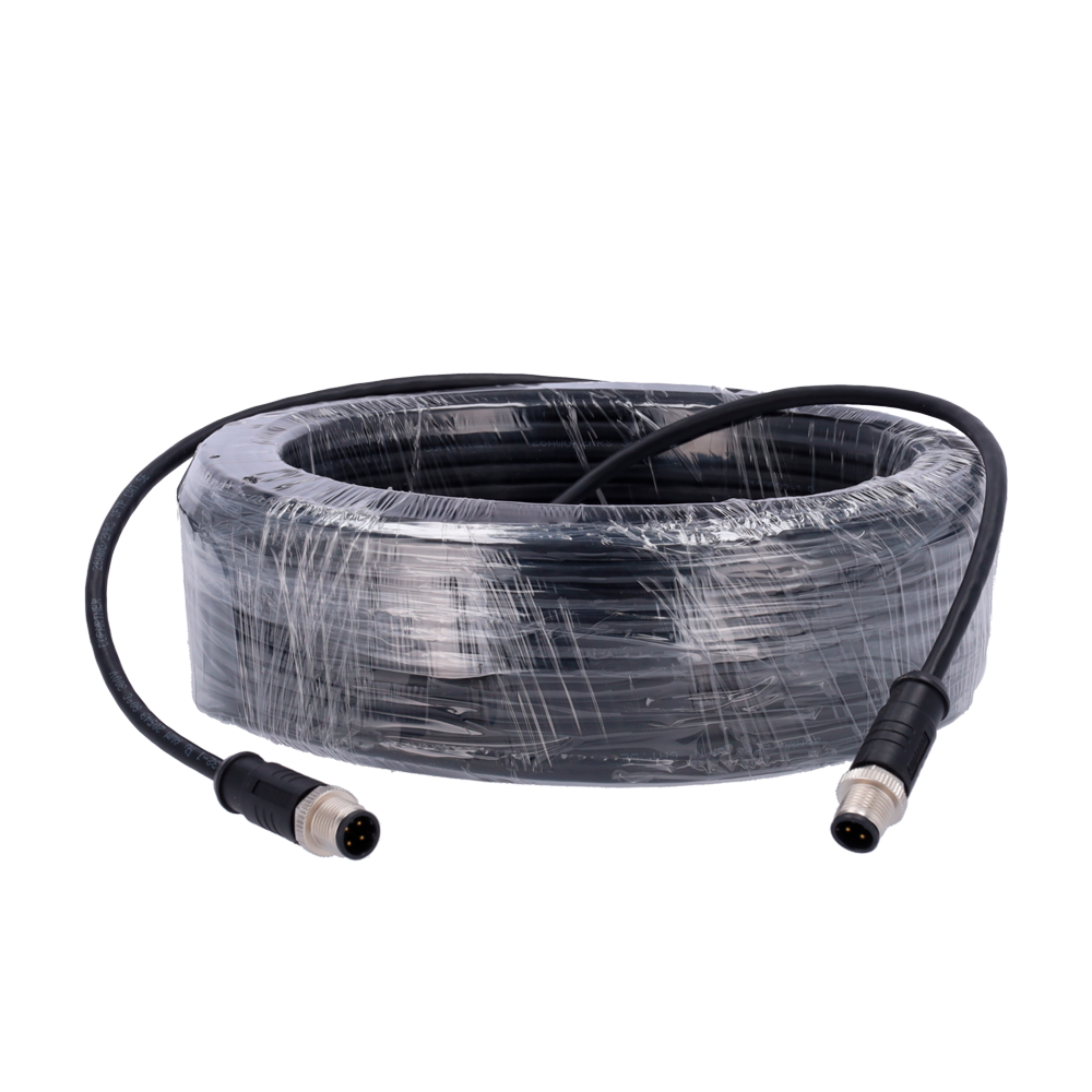 Hikvision - Kabel til AHD kameraer - Stik M12 aviation - 4 Pins - Længde 30 m - Hun - Han