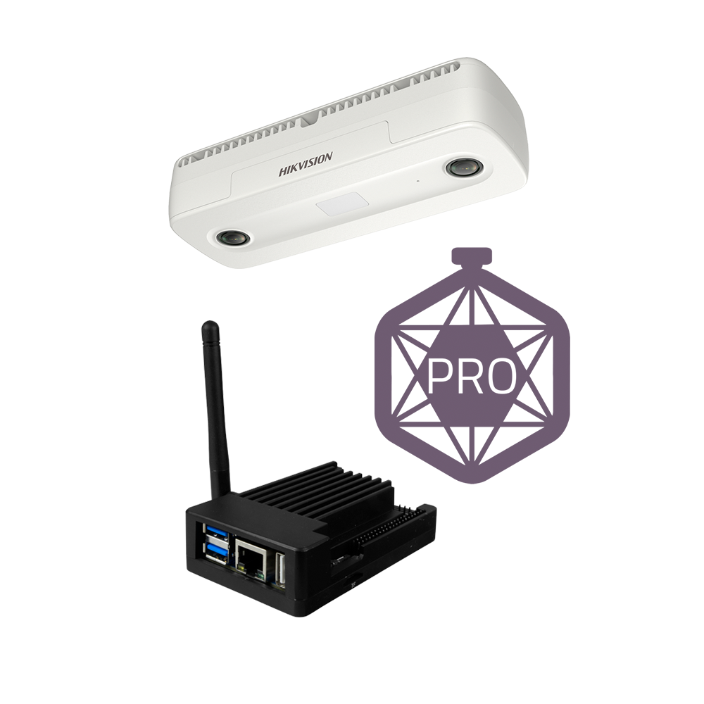 Kit til Kapacitetskontrol PRO - Hikvision Camera DS-2CD6825G0/C-IS(2mm)(B) - PC med SF-SW-COUNT-MULTIROOM software (Installeret) - Se fra hvor som helst med webbrowser - Tilpassede rapporter - Multikanal system op til 20 ind/udgange