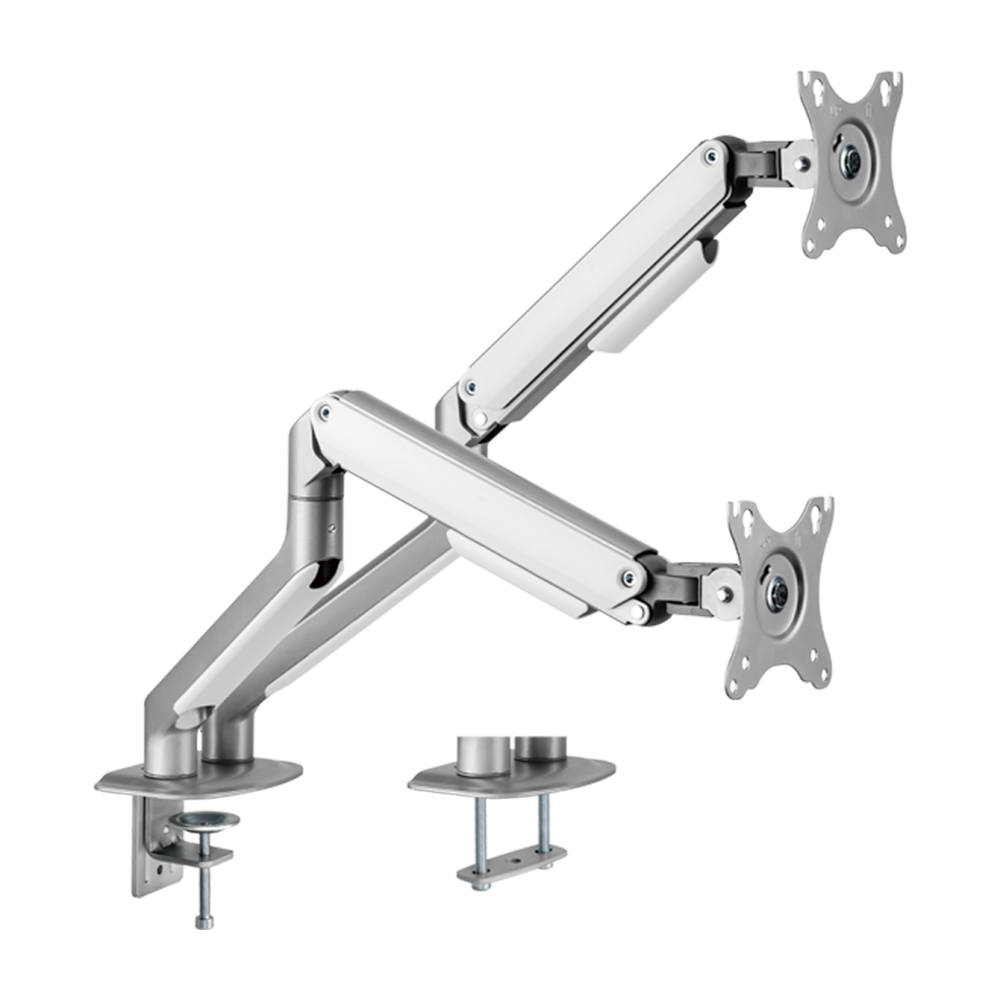 Dobbelt monitor holder - Bordmontage - Maksimal belastning 9 Kg/arm - Tilt -55º +55º - VESA 75x75mm - VESA 100x100mm