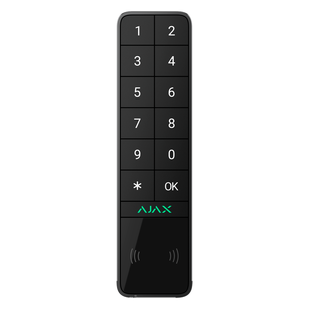 Ajax Udendørs tastatur IP66/IK08 med RFID læser - Total eller gruppe armering/dearmering - Autentificering: koder, RFID eller Bluetooth læser - Lydlig og LED indikation - Kontrol af automationsscenarier - Grade 2 godkendt