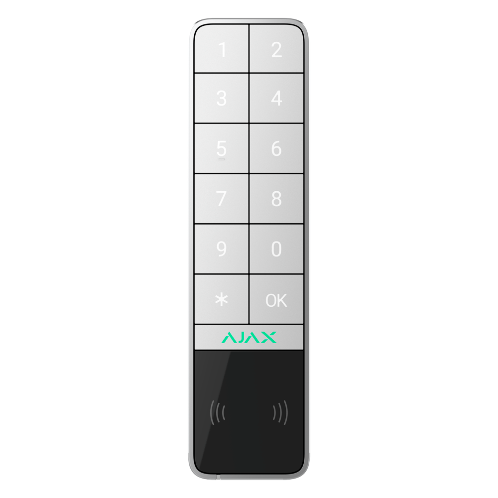 Ajax Udendørs tastatur IP66/IK08 med RFID læser - Total eller gruppe armering/dearmering - Autentificering: koder, RFID eller Bluetooth læser - Lydlig og LED indikation - Kontrol af automationsscenarier - Grade 2 godkendt