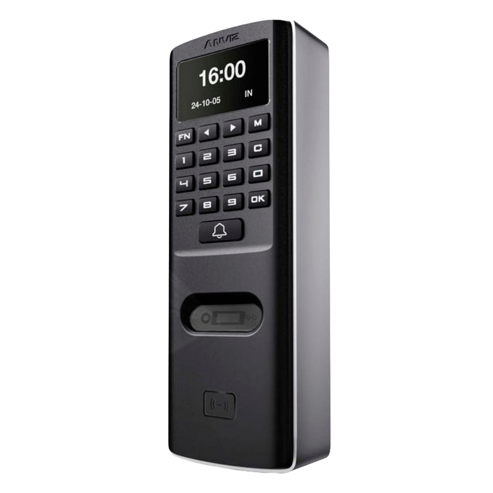 Adgangskontrol og tidsregistrering PoE - Håndflad, EM kort og PIN - 500 brugere | 50.000 registreringer - TCP/IP, RS485 og Wiegand - 128x64 OLED | Integreret controller - CrossChex Standard