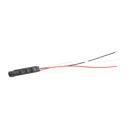 Ekstern mikrofon - Bare kabler til terminalblok tilslutning - Strøm + (Rød), Strøm (Sort) - Lyd (Hvid) - Strømforsyning DC6V~12V - Længde: 130 mm