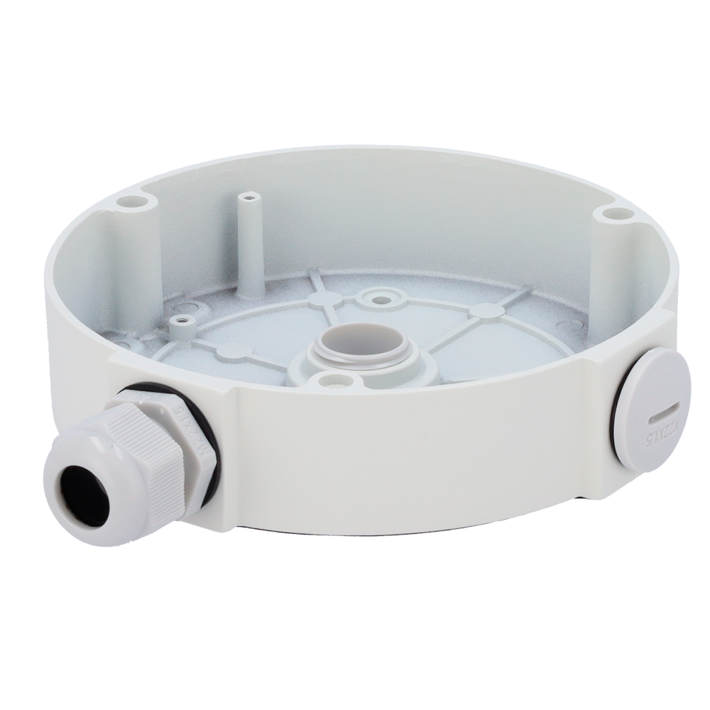 Milesight junction box - Til motoriseret og panorama dome kamera - Væg- eller loftsmontage - Ø145mm. x 33,5mm. - Kabelgennemføring