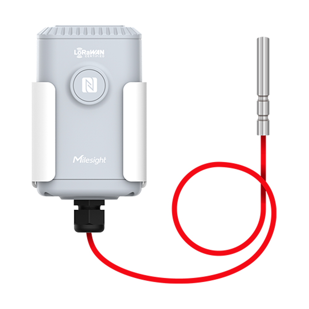 LoRaWAN temperatursensor - Detektionsområde -50ºC ~ 200ºC - Op til 10Km rækkevidde med direkte sigt - Konfiguration via NFC og APP - Beskyttelsesgrad IP67 - Langvarigt batteri